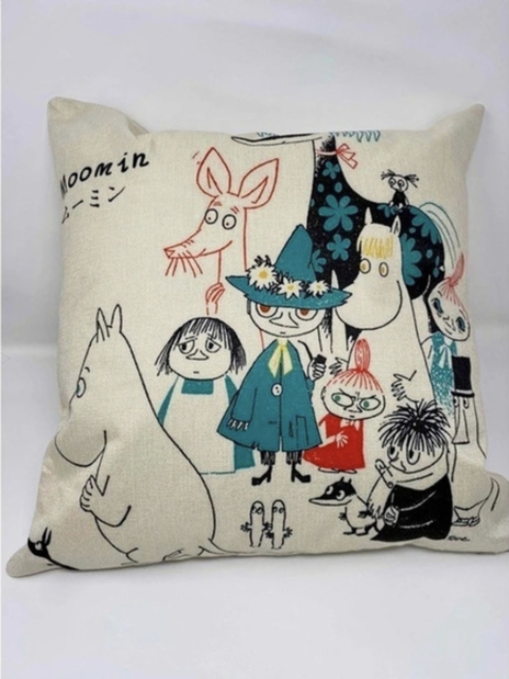 Moomin Cushion Cover 45x45cm Linen Blend (New Without Tag) Snufkin & Friends